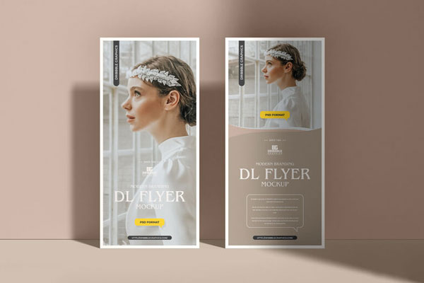 DL Flyer Leaning Against a Wall Mockup