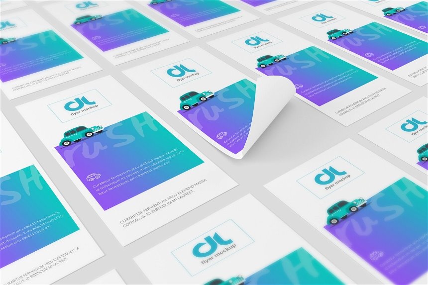 DL Flyer Mockup in 3 Different Visions
