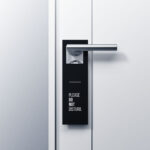 Door Hanger Placed on Door Lever Mockup