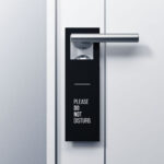 Door Hanger Placed on Door Lever Mockup