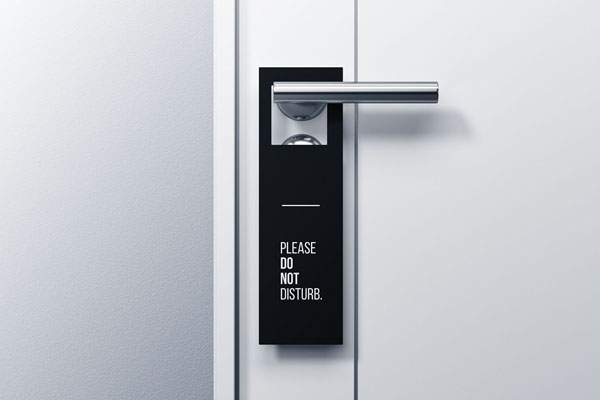 Door Hanger Placed on Door Lever Mockup