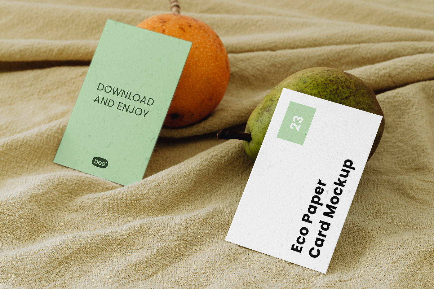 Double Business Card Mockup on Fabric FREE PSD