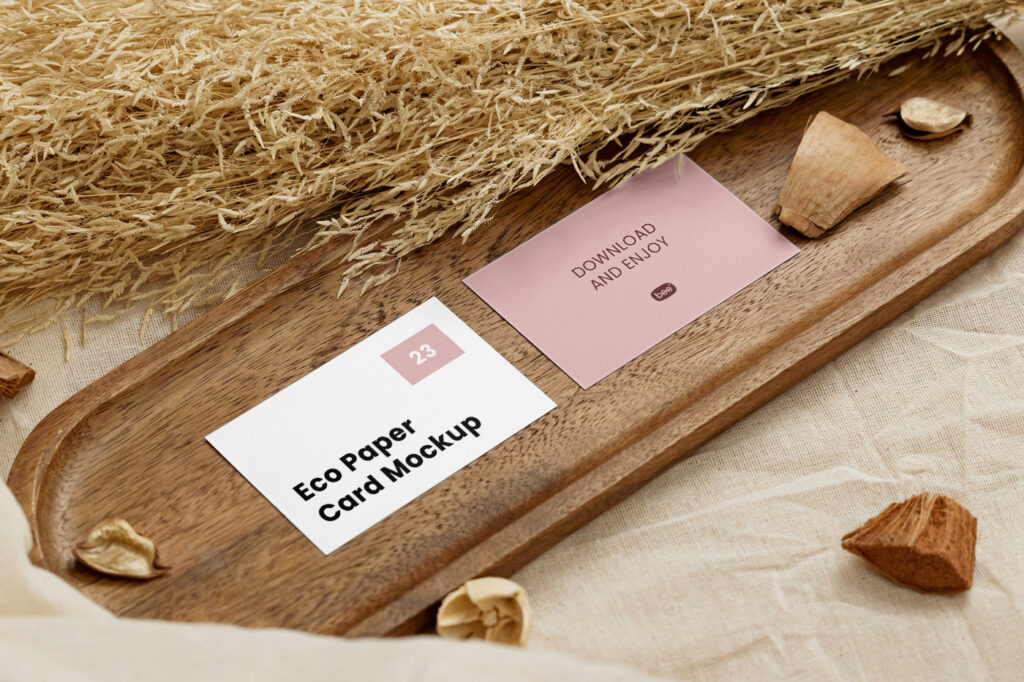 Double Business Cards Mockup in Perspective View