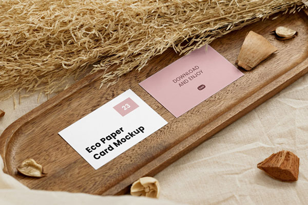 Double Business Cards Mockup in Perspective View