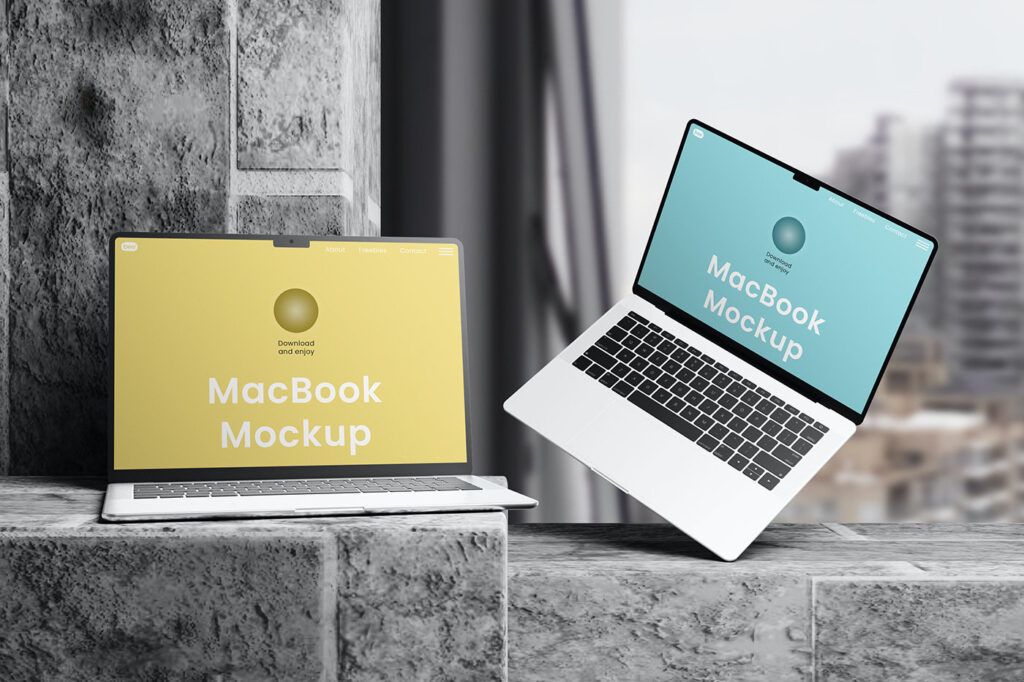 Double MacBook Mockups in Front Show