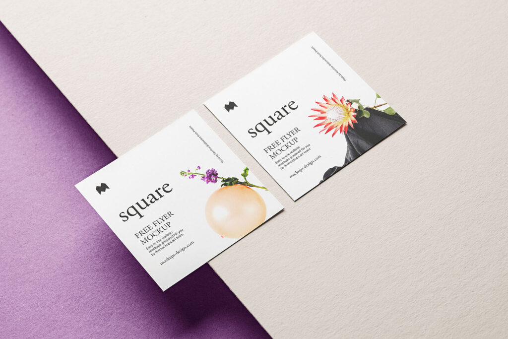 Double Square Flyer with Some Paper Planes Mockup
