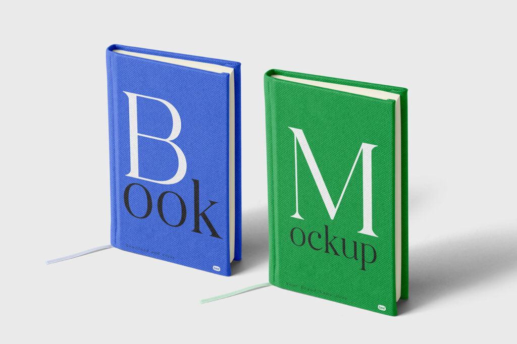 Double Standing Notebooks Mockup in Perspective View