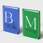 Double Standing Notebooks Mockup in Perspective View