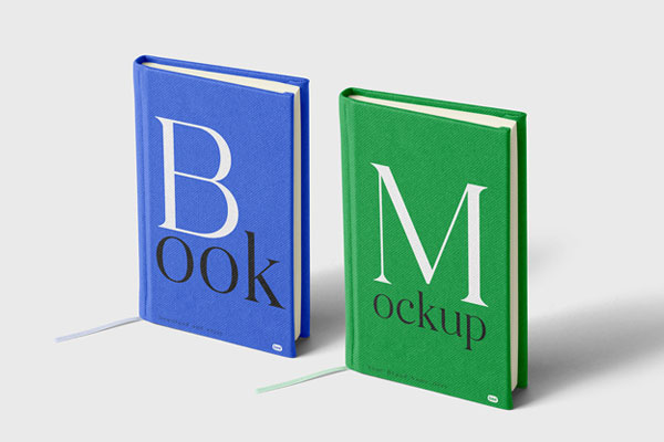 Double Standing Notebooks Mockup in Perspective View