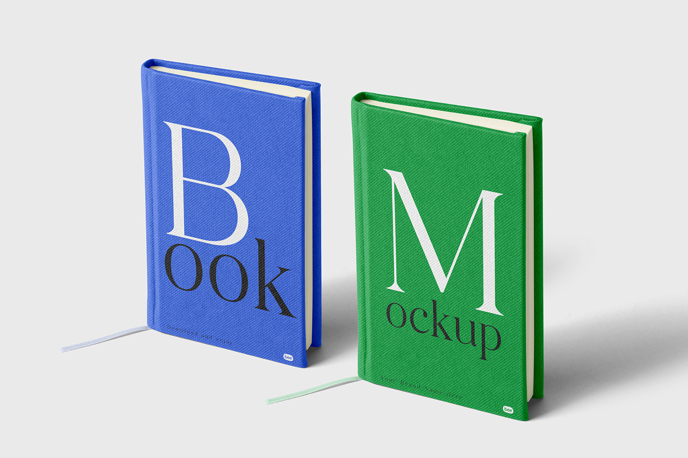 Double Standing Notebooks Mockup in Perspective View FREE PSD