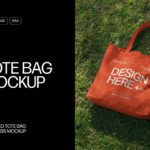 Dropped Tote Bag on Grass Mockup