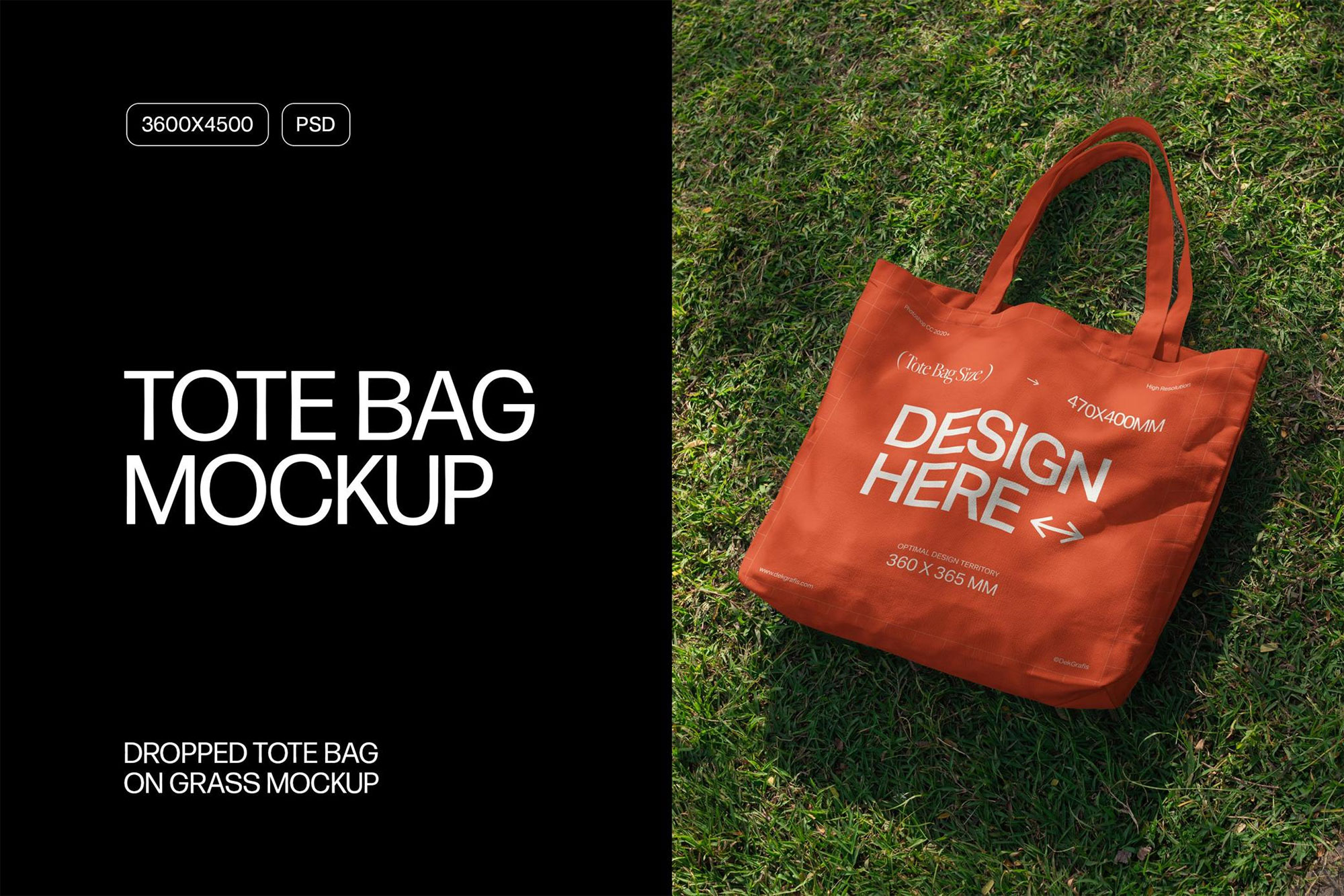 Free Dropped Tote Bag on Grass Mockup PSD Template