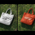 Dropped Tote Bag on Grass Mockup