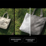 Dropped Tote Bag on Grass Mockup