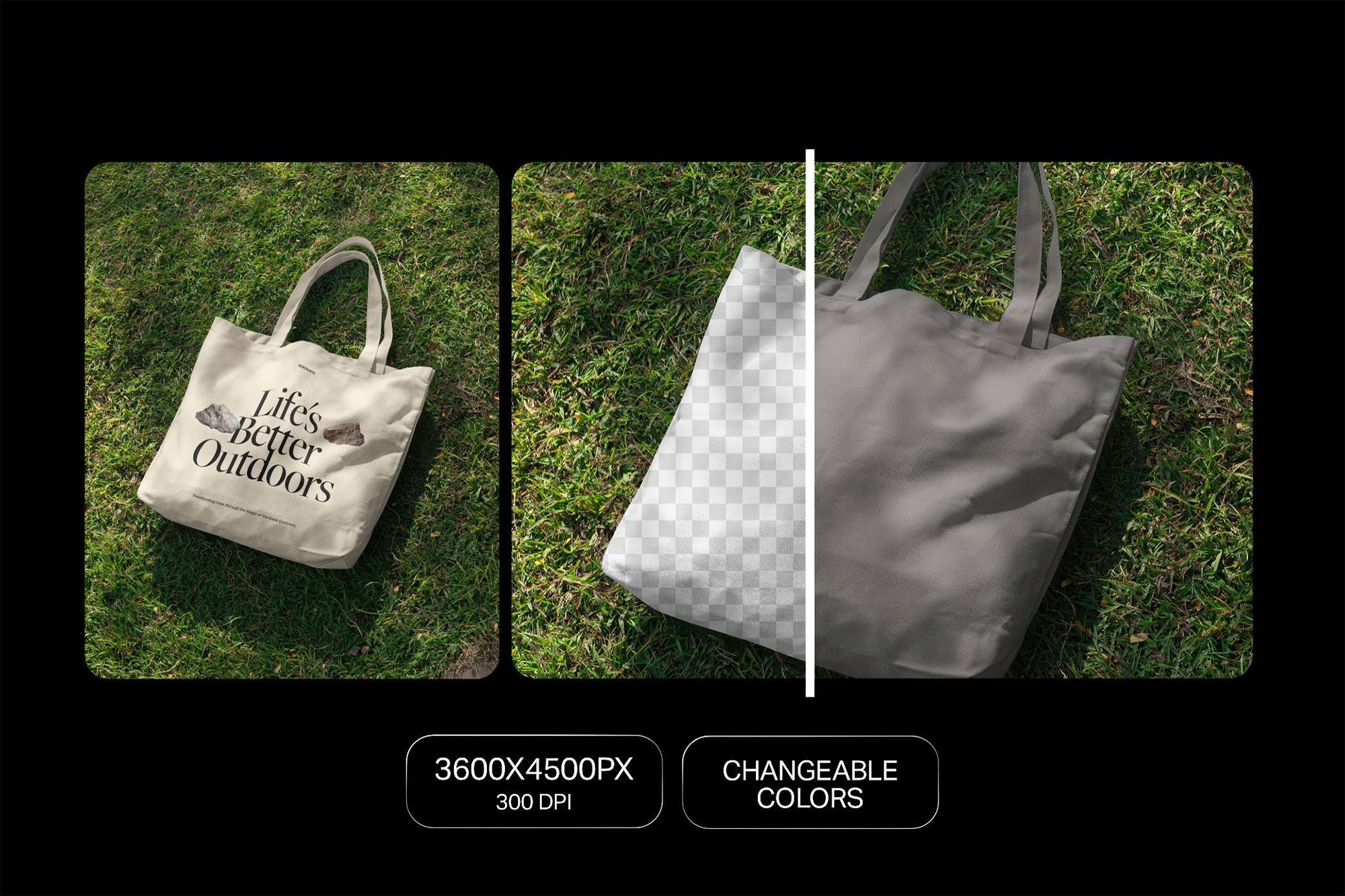 Free Dropped Tote Bag on Grass Mockup PSD Template