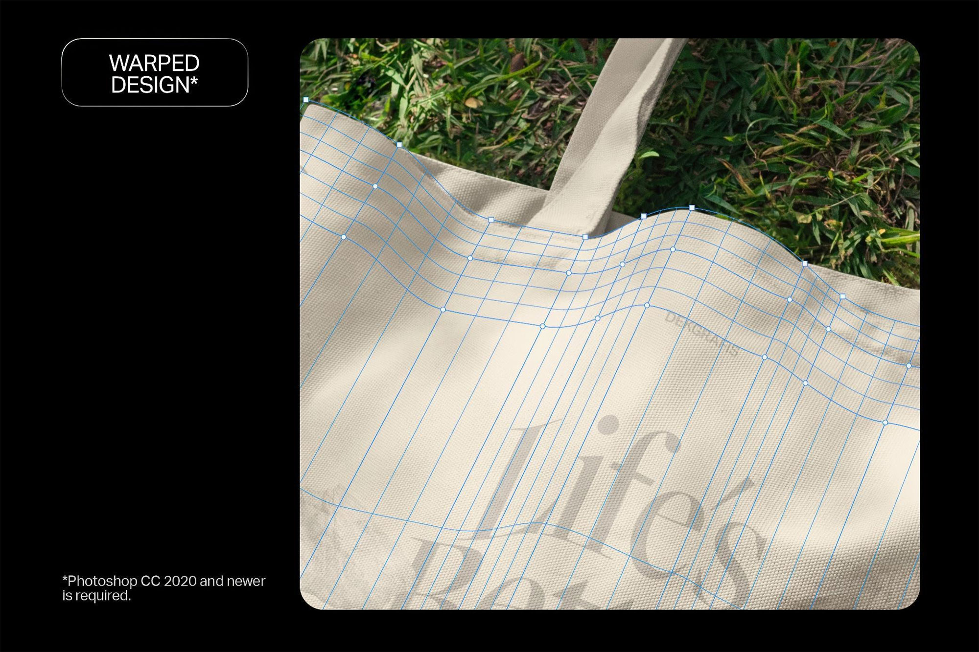 Free Dropped Tote Bag on Grass Mockup PSD Template
