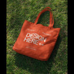 Dropped Tote Bag on Grass Mockup