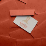 Easter Greeting Card Mockup with Several Envelopes Covering the Floor