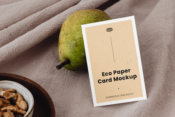 Eco Business Card Mockup in Perspective View