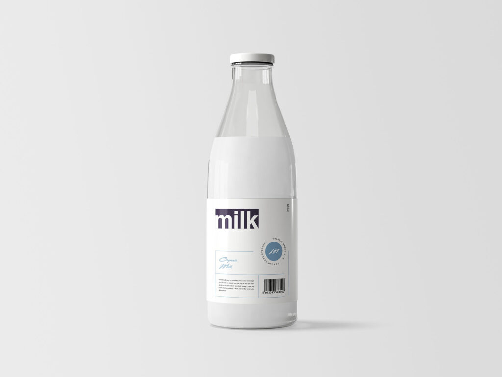 Editable Classic Glass Milk Bottle Mockup