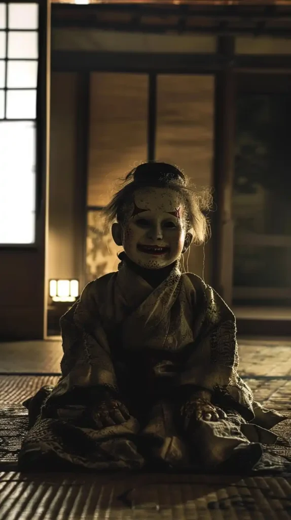 Eerie Zashiki-warashi in Shadows