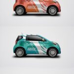 Electric Car Mockup in the Side View