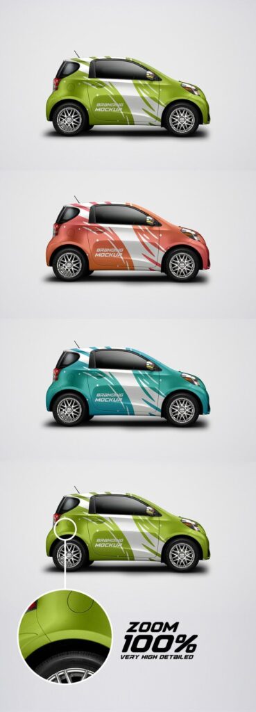Electric Car Mockup in the Side View