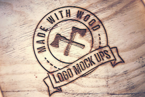 Elegant Engraved Wooden Logo Mockups