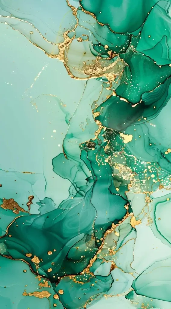 Elegant Gold Turquoise Ink