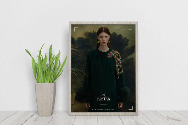 Elegant Interior Framed Poster with a Plant in the Scene