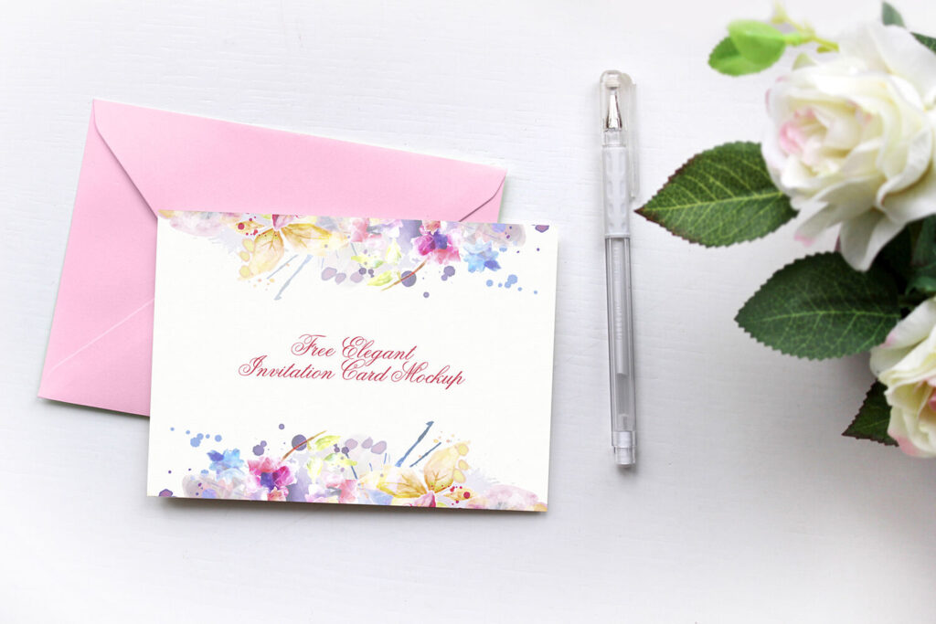 Elegant Invitation Card and Envelope Mockup