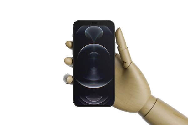 ٍiPhone 12 in a Wooden Hand Mockup