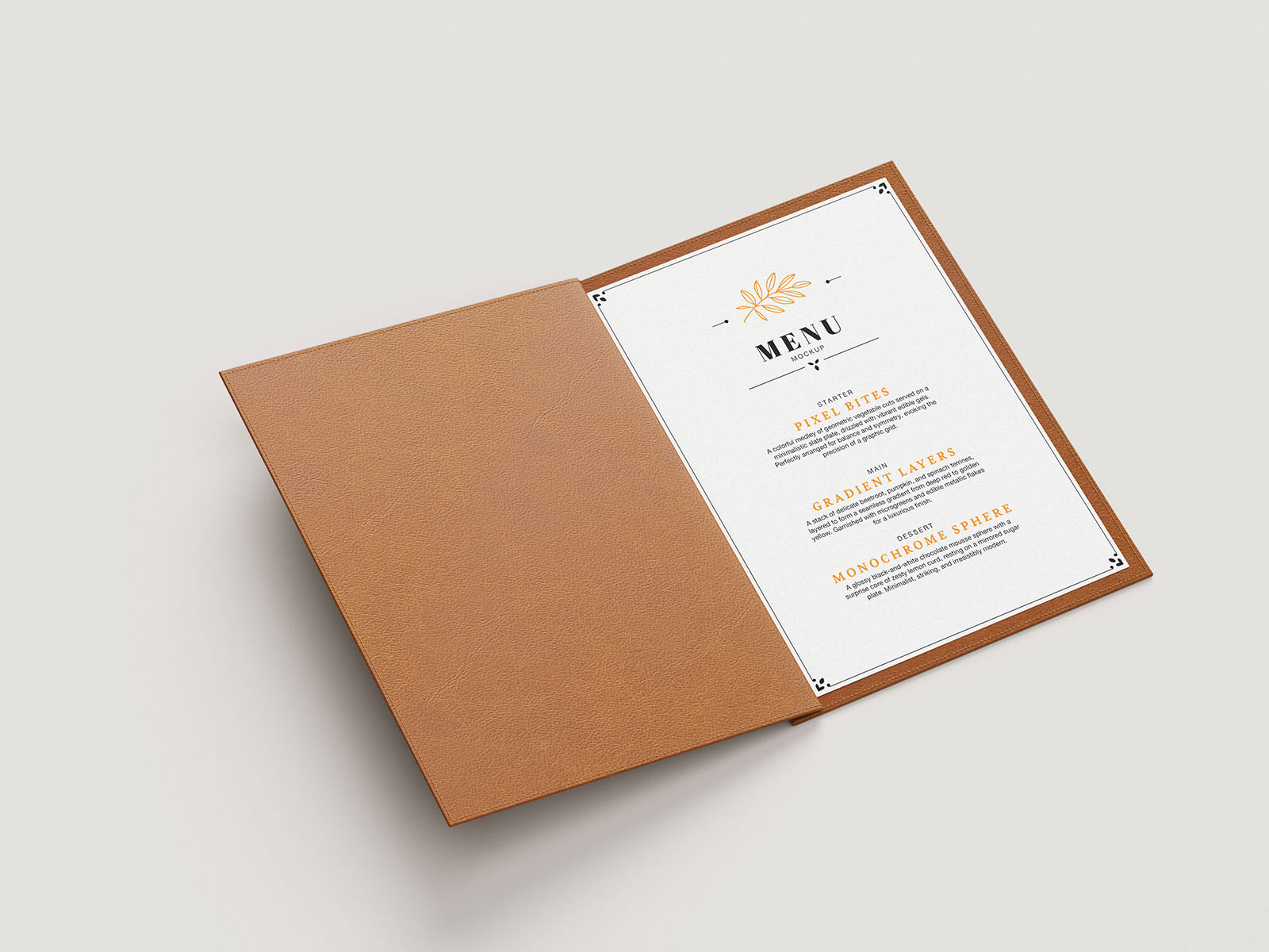 Free Elegant Leather Menu Mockup PSD Template
