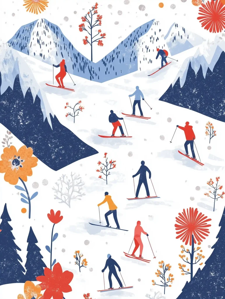 Elegant Skiing Vector Pattern