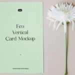 Elegant Vertical Paper Card Mockup with Daisy