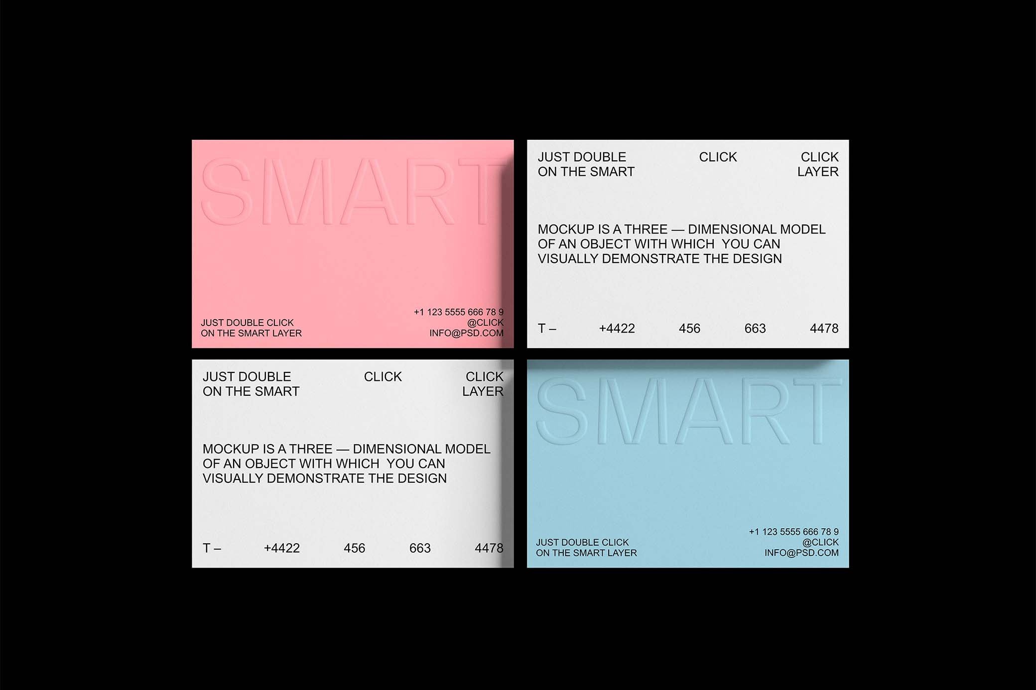 Free Embossed Business Cards Mockup PSD Template