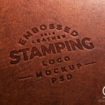 Embossed Leather Stamping Logo Close-Up Mockup
