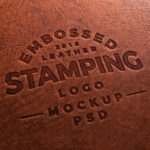 Embossed Leather Stamping Logo Close-Up Mockup