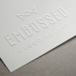 Embossed Paper Logo Mockup Closeup Shot