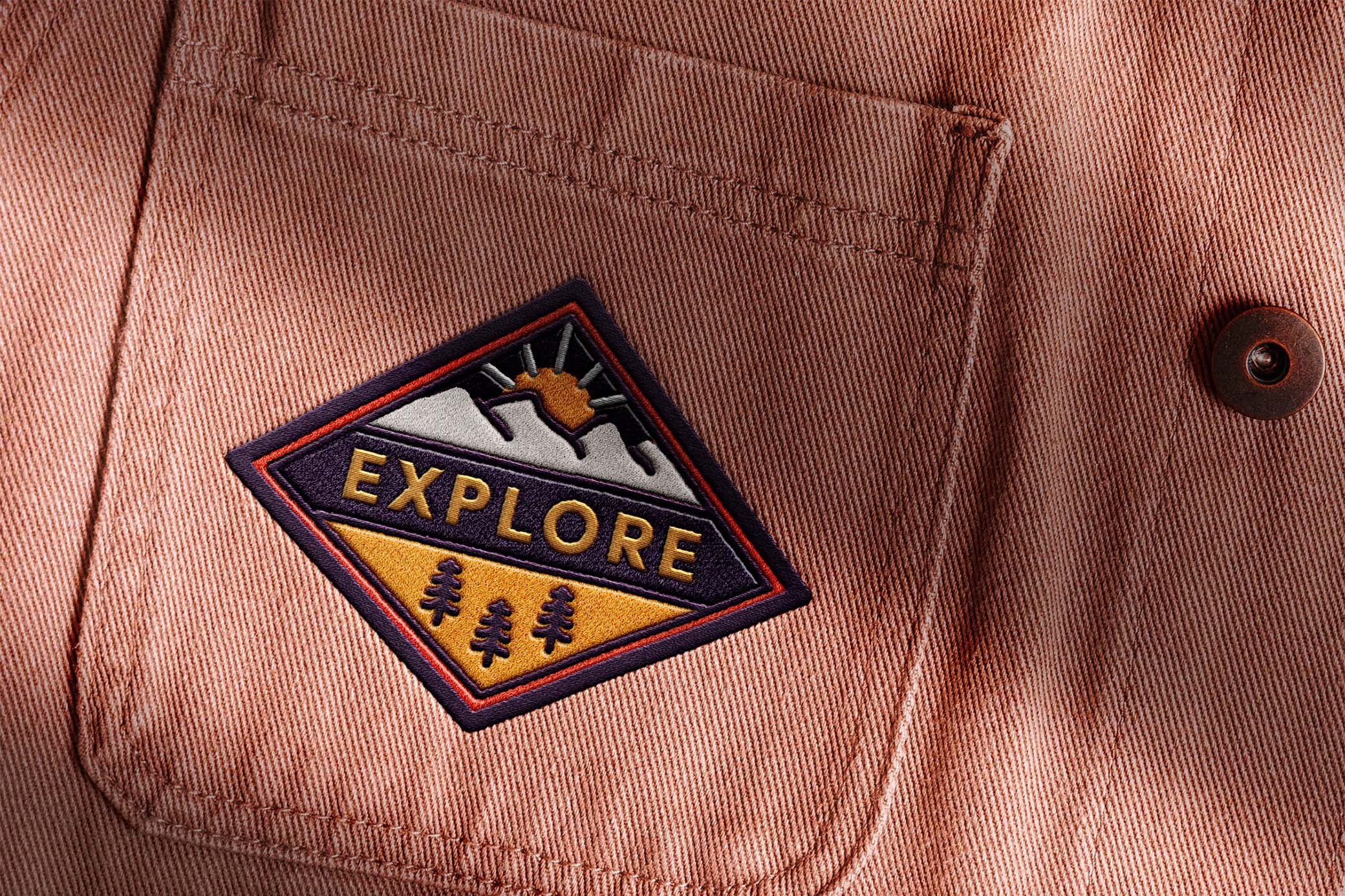 Embroidered Badge Mockup in Close-up Sight FREE PSD