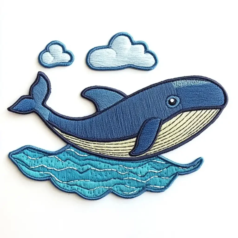 Embroidered Blue Whale Ocean