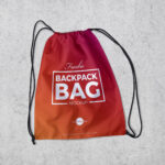Empty Drawstring Backpack Lying Down Mockup