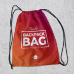 Empty Drawstring Backpack Lying Down Mockup