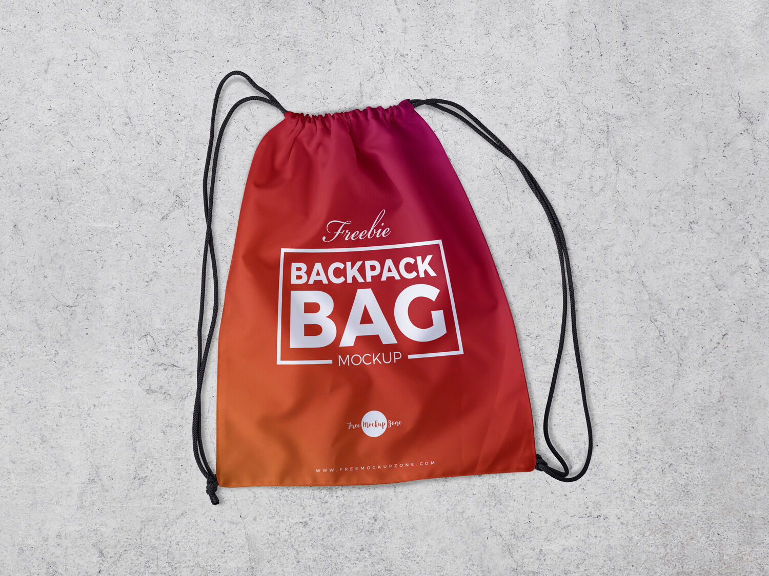 Empty Drawstring Backpack Lying Down Mockup FREE PSD