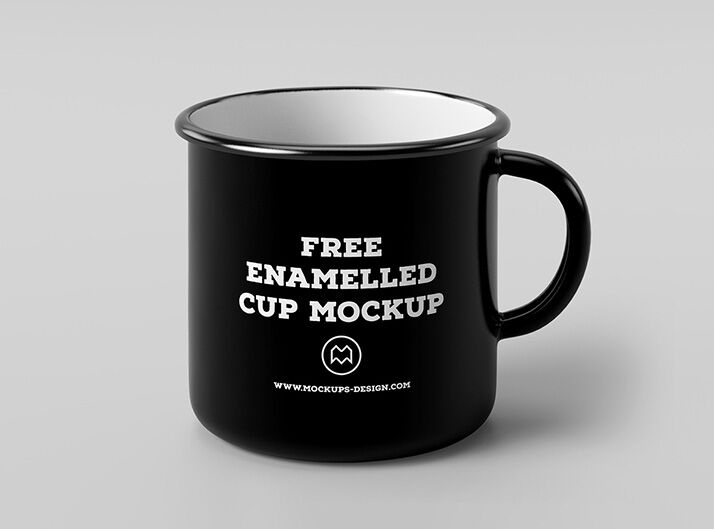 Enamel Black and White Minimal Mug Mockup