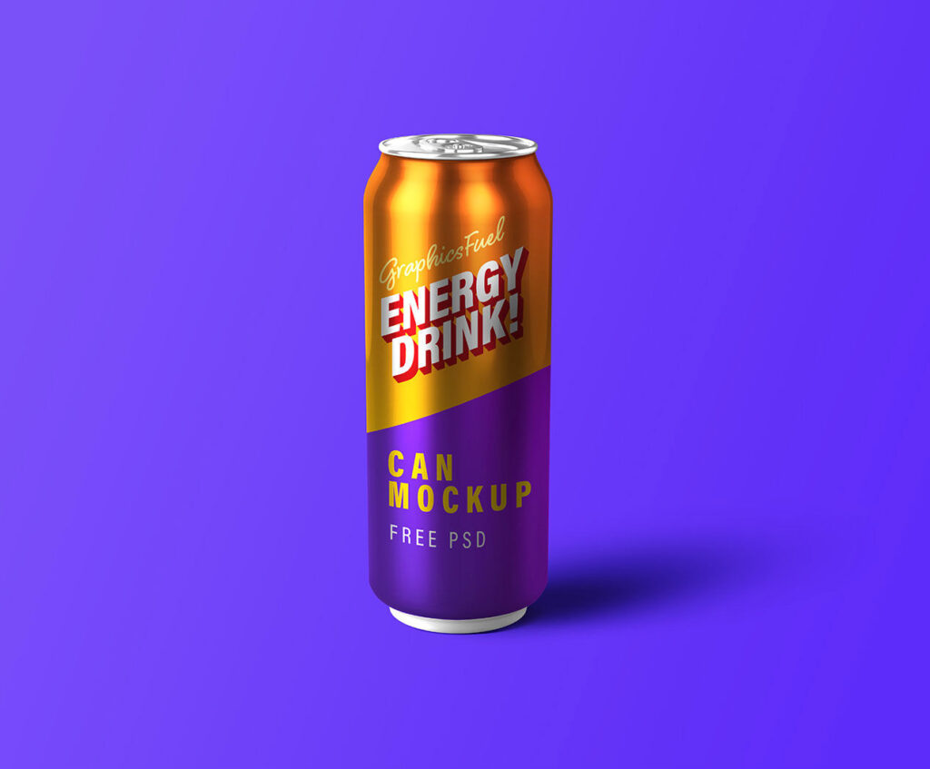 Energy Drink Can Mockup Front View