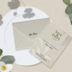 Envelope Along with Letter on Plate in Top View Mockup