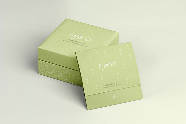 Envelope and Gift Box Mockup from Perspective Sight