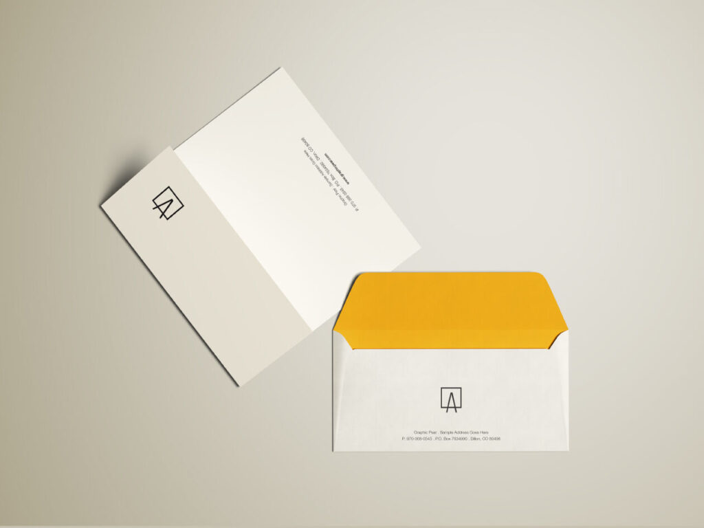 Envelope and Letterhead Mockup Top View