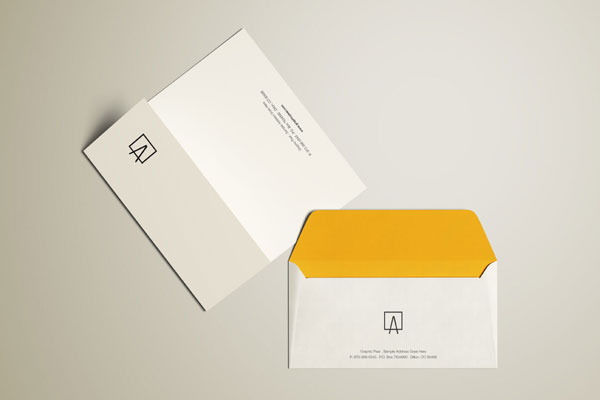 Envelope and Letterhead Mockup Top View